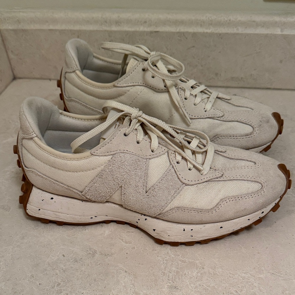 New Balance Cream and Gum Retro Running Sneakers